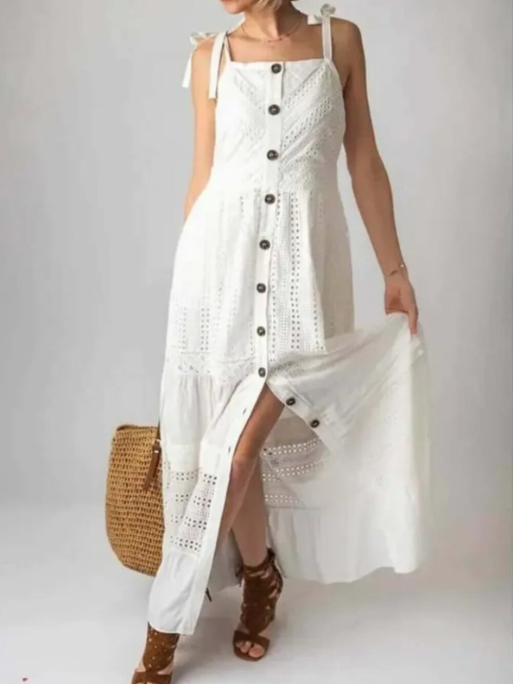 ADELYN RAE White Women's Janella Eyelet Maxi Dress